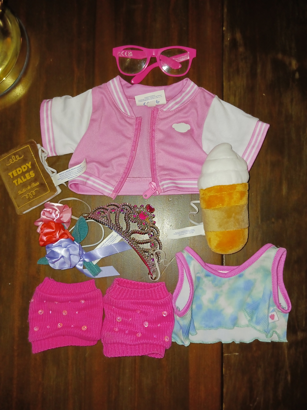 Lot Build A Bear Clothes Accesories Wristie Glasses Jacket Leg Warmers Crown